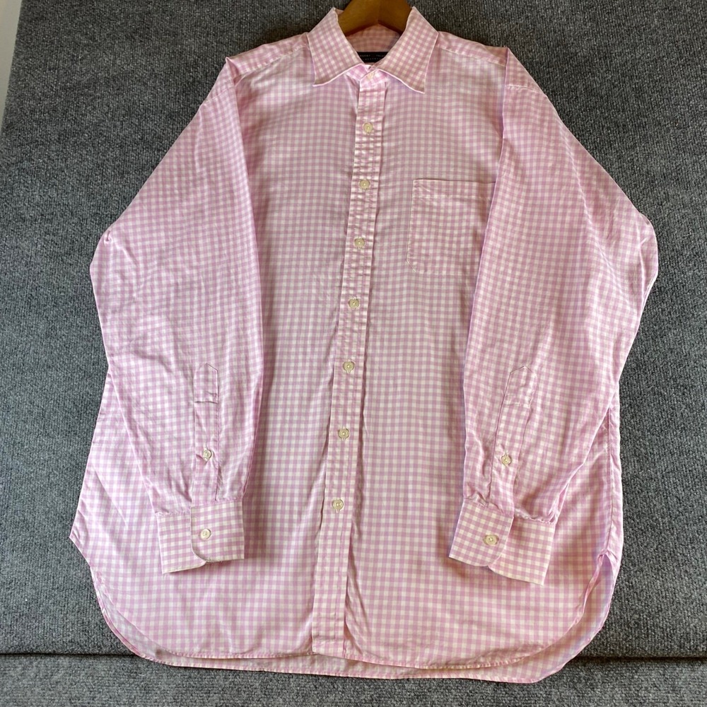 Robert Talbott Bespoke Pink Gingham Dress Shirt Long Sleeve Mens Size 3xl
